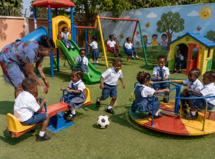 Children playing on the school playground
